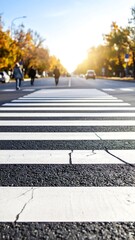 City crosswalk on a sunny autumn day
