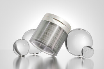 Luxury soaking toner pad container with Flip Cap mockup, collagen moisturizing facial toning pads packaging, korean beauty skincare product, pre-soak facial cotton pads Cosmetic Jars With Tweezers