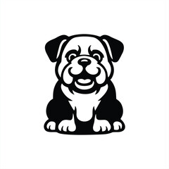 Cute Cartoon Bulldog Puppy Vector Illustration