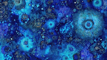 Abstract Blue Pixel Galaxy Pattern