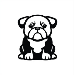 Cute Cartoon Bulldog Puppy Vector Illustration