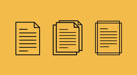Simple Outline Style Multiple Page Document with Content Icon Illustration