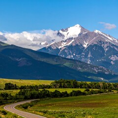 Fototapeta premium Scenic mountain road, bright day