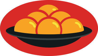 Icon of a pitha platter with multiple pithas served on a plate transparent background