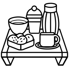 Minimalist Breakfast on Table Icon Clean Line Art Vector for Kitchen & Food Design