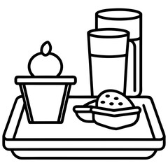 Minimalist Breakfast on Table Icon Clean Line Art Vector for Kitchen & Food Design