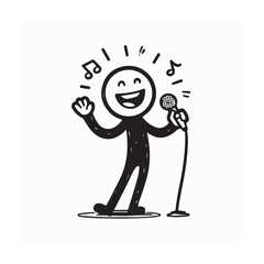 Cute Cartoon Character Enjoying Karaoke Singing Vector Illustration for Entertainment