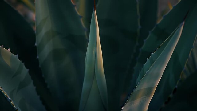 Closeup Dark Green Agave Plant Leaves