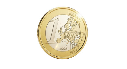 One euro coin isolated on transparent background