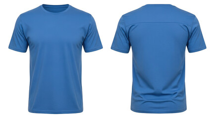 Blue t shirt front and back view isolated on transparent background
