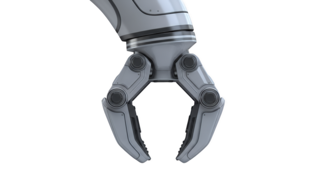 Robotic Arm in Focus: A sleek, metallic robotic arm extends, its precise claw poised, embodying the futuristic promise of automation and technological advancement.