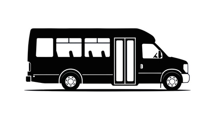 Silhouette of a Small Passenger Bus.