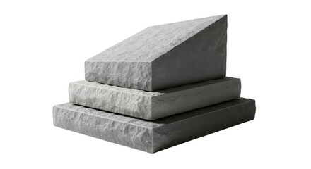 Stacked textured concrete blocks isolated on transparent background
