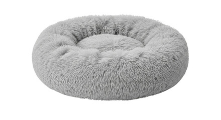 Fluffy round pet bed isolated on transparent background
