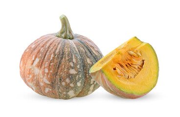 Slice of pumpkin isolated on white background