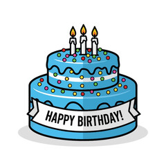 Two-Tiered Blue Birthday Cake with Candles and 