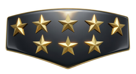 Dark shield with ten golden stars isolated on transparent background