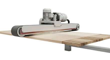 Industrial Precision: A close-up shot highlights the detailed operation of a sander in action. Focus on its efficiency and precision in woodworking or manufacturing settings.
