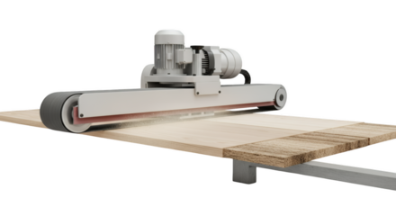 Industrial Precision: A close-up shot highlights the detailed operation of a sander in action. Focus on its efficiency and precision in woodworking or manufacturing settings. 