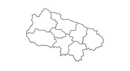 Obraz premium Detailed vector map showing administrative divisions within a region for cartography designs and