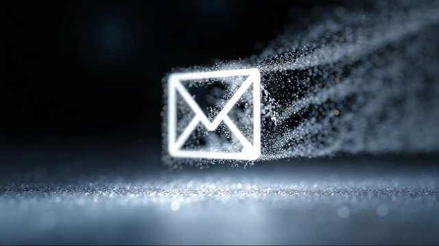 Digital email icon glowing in blue light with motion effects  