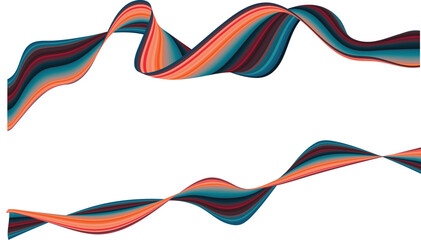 modern abstract double wavy multicolor lines on white background, dynamic curved stripe art illustration for creative design, vibrant pattern template for presentation and technology