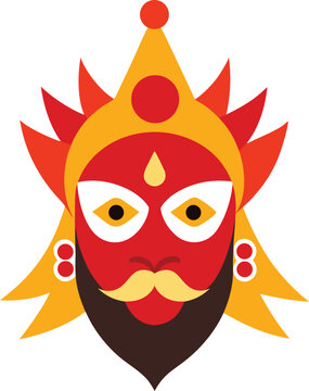 Traditional jatra mask icon symbolizing cultural heritage and performing arts artistry transparent background