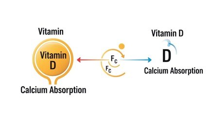 Vitamin D and Calcium Absorption Process Diagram on White Background