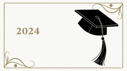 Graduation cap 2024 elegant design invitation template certificate border achievement symbol academic success class of 2024 graduation ceremony diploma frame education graphic commencement design cel.