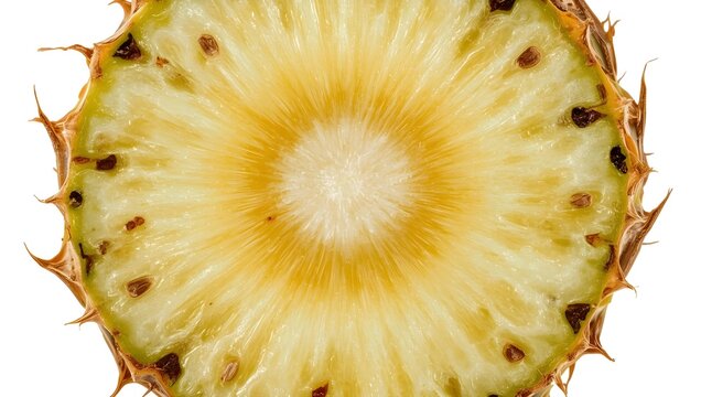 Close-up of a fresh pineapple slice revealing its juicy interior, perfect for healthy eating and tropical vibes - Powered by Adobe