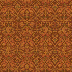 Ornate floral pattern with vintage aesthetic and earthy tones background, patern seamless, royalty stock.