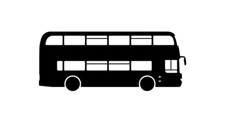 Silhouette of a Black Double-Decker Bus on White Background.