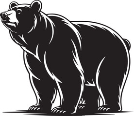 Wild vector silhouette illustration of a bear, a powerful mammal and predator of the wild