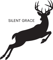 A graceful brown reindeer silhouette vector illustration with majestic antlers, perfect for a wild nature or Christmas-themed design