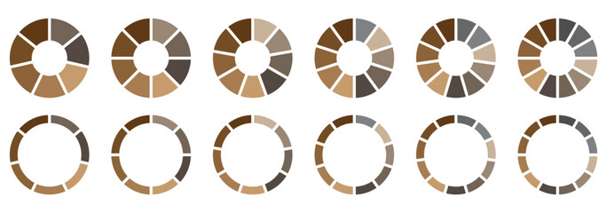 Pie chart set. Colorful diagram collection. Circle pie chart diagram. Pizza or flower round cycle set. eps 10