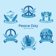 Naklejka premium Flat peace day label or badge 1