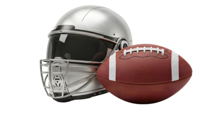 SPORT - American football helmet and ball isolated on white background, perfect for sports and game presentations