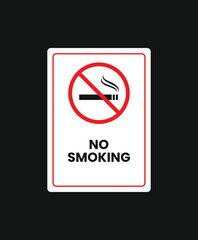 A "No Smoking" vertical prohibition sign. This vector illustration features a bold red circle with a crossed-out cigarette, ideal for public places, posters, and icons