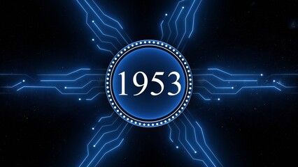Neon glowing line and number 1953 animation happy new year illustration.