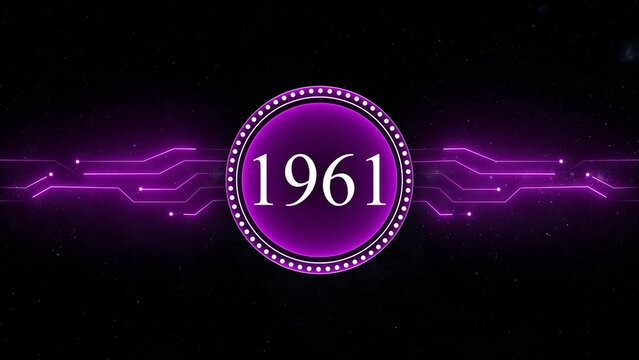 Neon glowing line and number 1961 animation happy new year illustration.