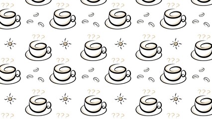 Obraz premium Seamless pattern of coffee cups. Coffee cup doodle. Coffee cup background. Vintage coffee pattern