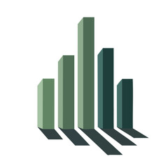 Abstract Green and Dark Green Bar Graph Icon.