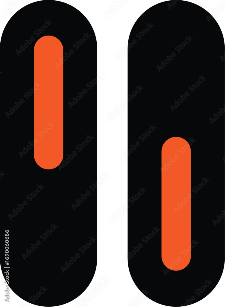 Poster vector art of two black rounded rectangles with orange vertical lines