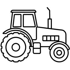 Smart Tractor Line Icon Vector Modern Agricultural Machinery Outline Design