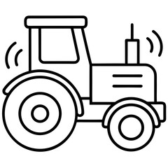 Smart Tractor Line Icon Vector Modern Agricultural Machinery Outline Design