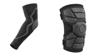 SPORT - Black protective elbow and knee pads for sports and outdoor activities, ideal for cycling, skateboarding, and rollerblading safety