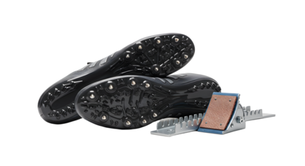 SPORT - Black soccer cleats with replacement studs and installation tool isolated on white, perfect for sports footwear maintenance and repair