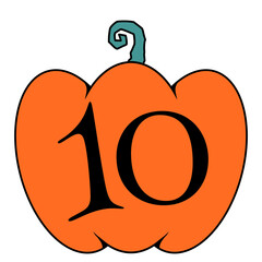 ハロウィンのジャックオランタンの数字のイラスト