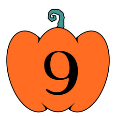 ハロウィンのジャックオランタンの数字のイラスト