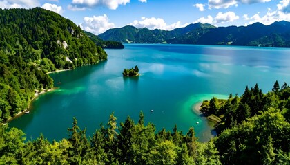 Scenic lake and mountain vista
